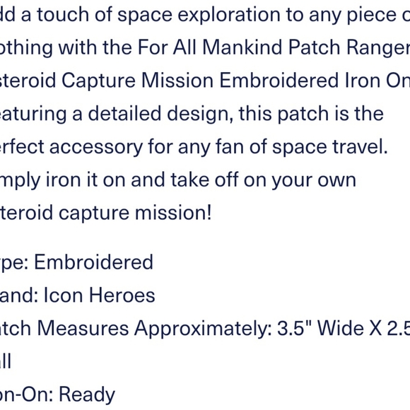 For All Mankind Patch Ranger-1 Asteroid Capture Mission Embroidered Iron On - Picture 3 of 4